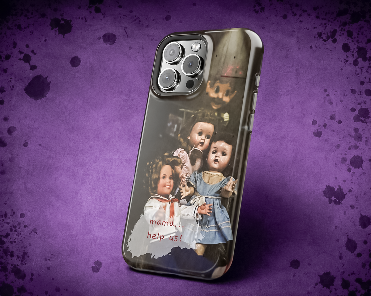 Personalized Creepy Doll MagSafe Tough Phone Case – Gothic Vintage Graphic