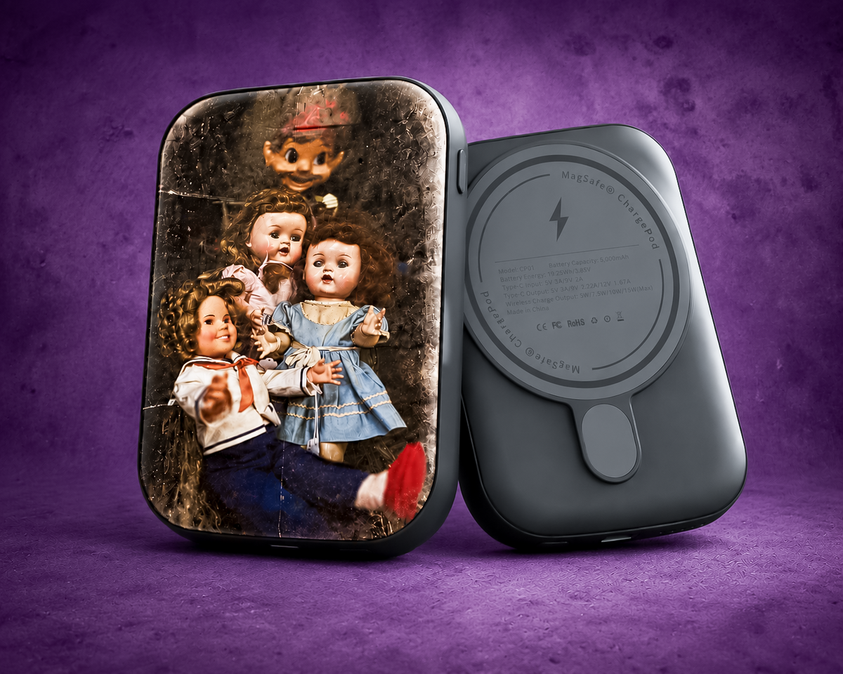 Vintage Creepy Doll Magnetic Power Bank – 5000mAh MagSafe Compatible Charger