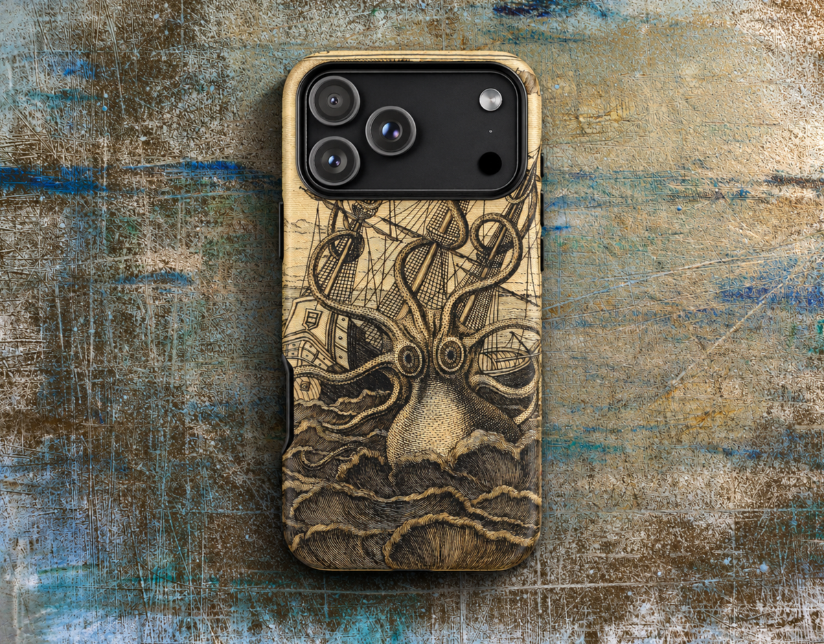 Vintage Kraken Tough Phone Case – Nautical Sea Monster Graphic