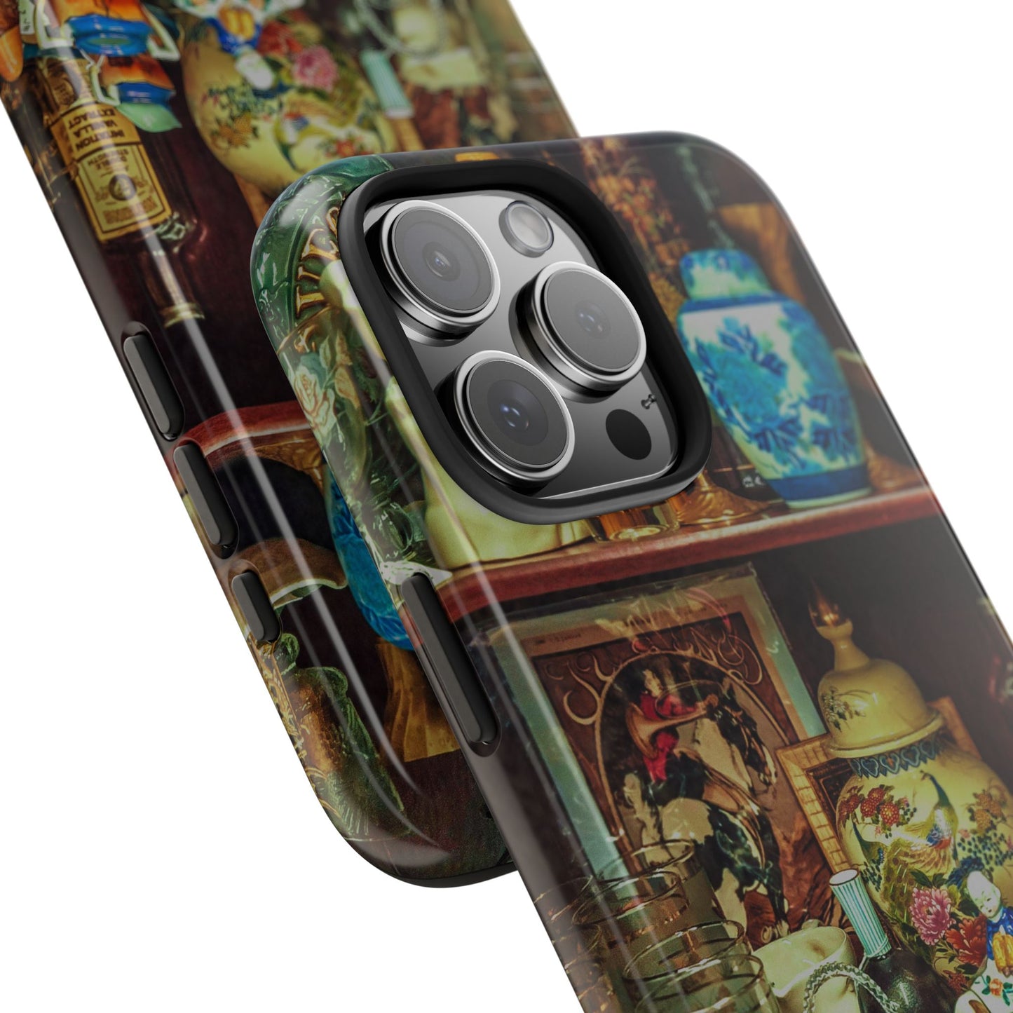 Vintage Curio Cabinet Tough Phone Case, Antique Shelf iPhone & Samsung Cover, Gift for Vintage Decor Lovers