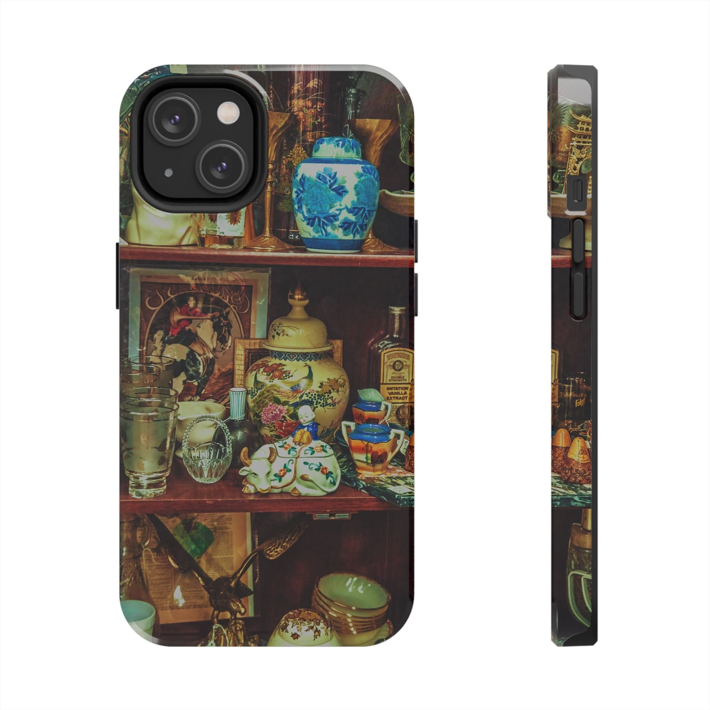 Vintage Curio Cabinet Tough Phone Case, Antique Shelf iPhone & Samsung Cover, Gift for Vintage Decor Lovers