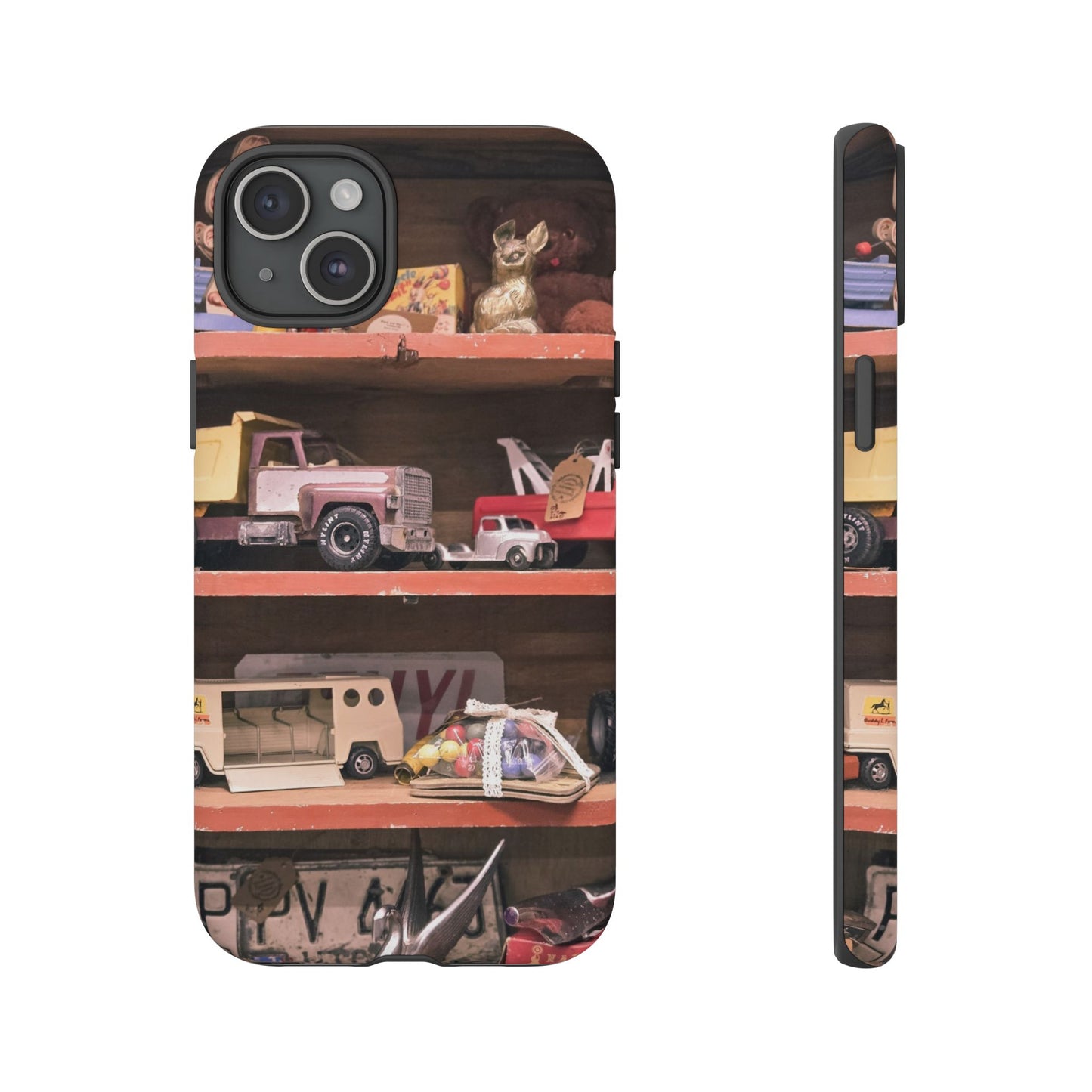 Vintage Toy Shelf Tough Phone Case, Nostalgic Collector Gift for iPhone, Samsung & Google Pixel