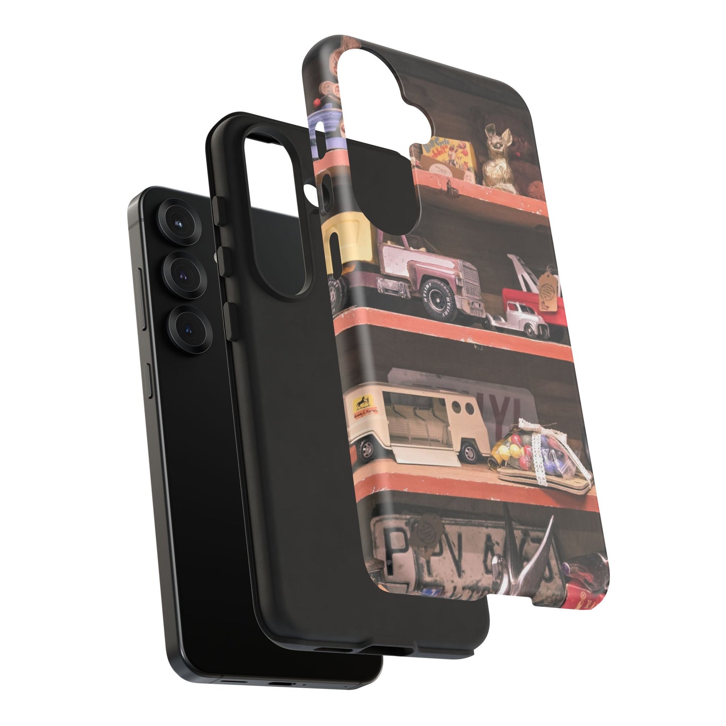 Vintage Toy Shelf Tough Phone Case, Nostalgic Collector Gift for iPhone, Samsung & Google Pixel
