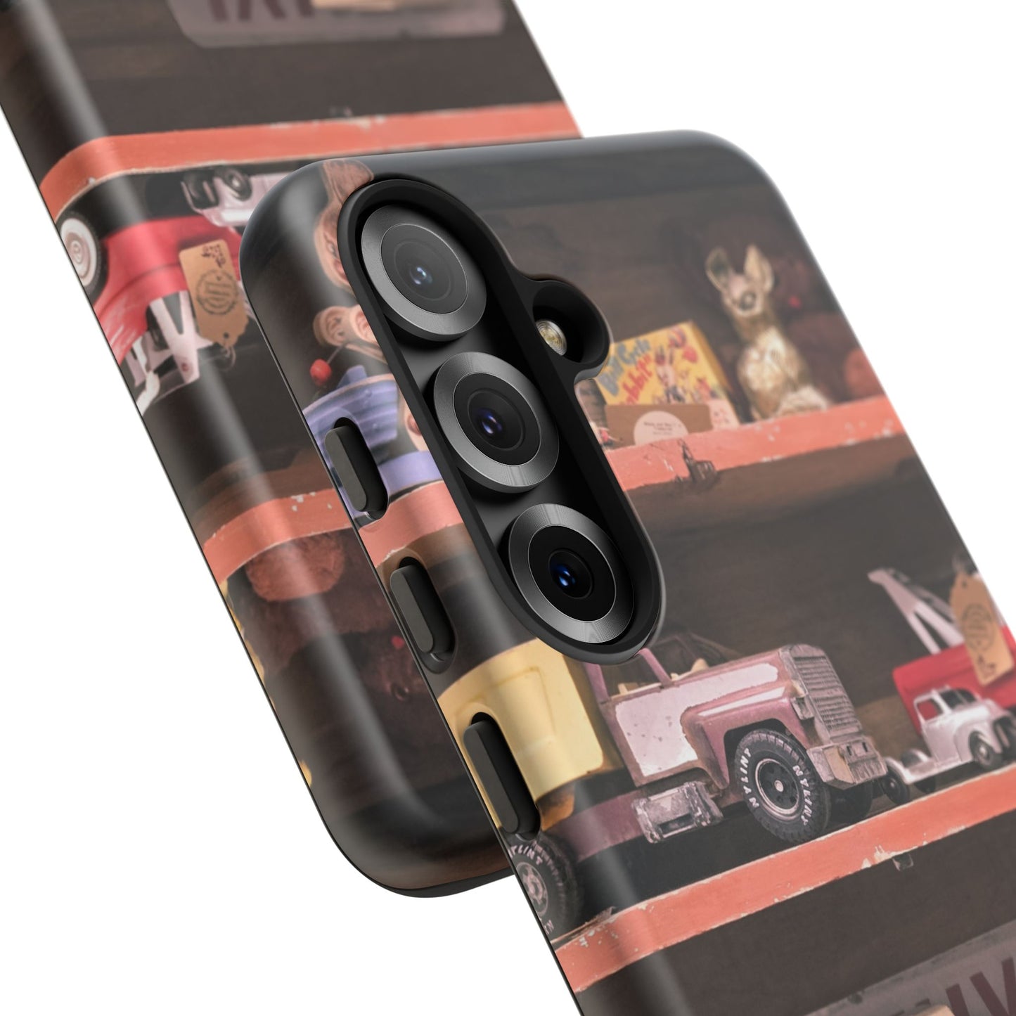 Vintage Toy Shelf Tough Phone Case, Nostalgic Collector Gift for iPhone, Samsung & Google Pixel