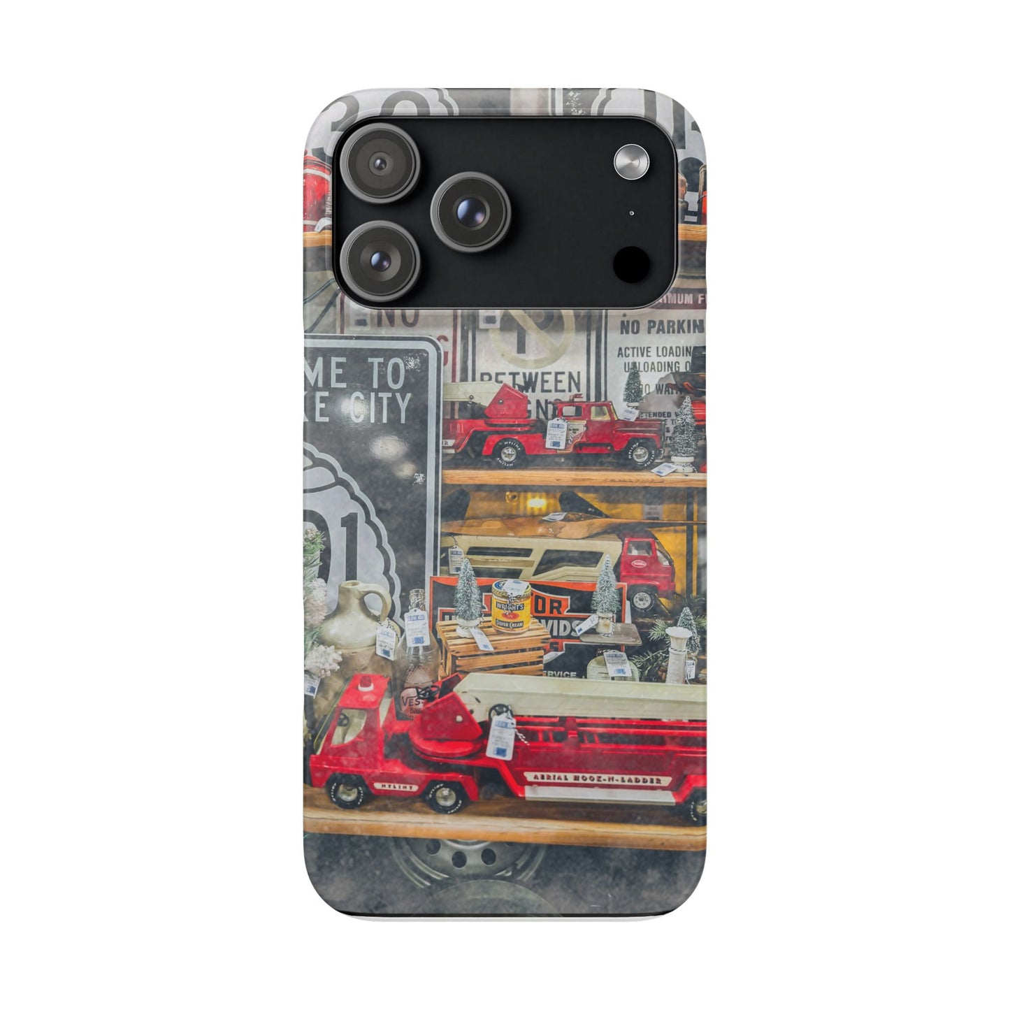 Vintage Toy Fire Truck Snap Case | Retro Truck Phone Case, Road Sign Collage