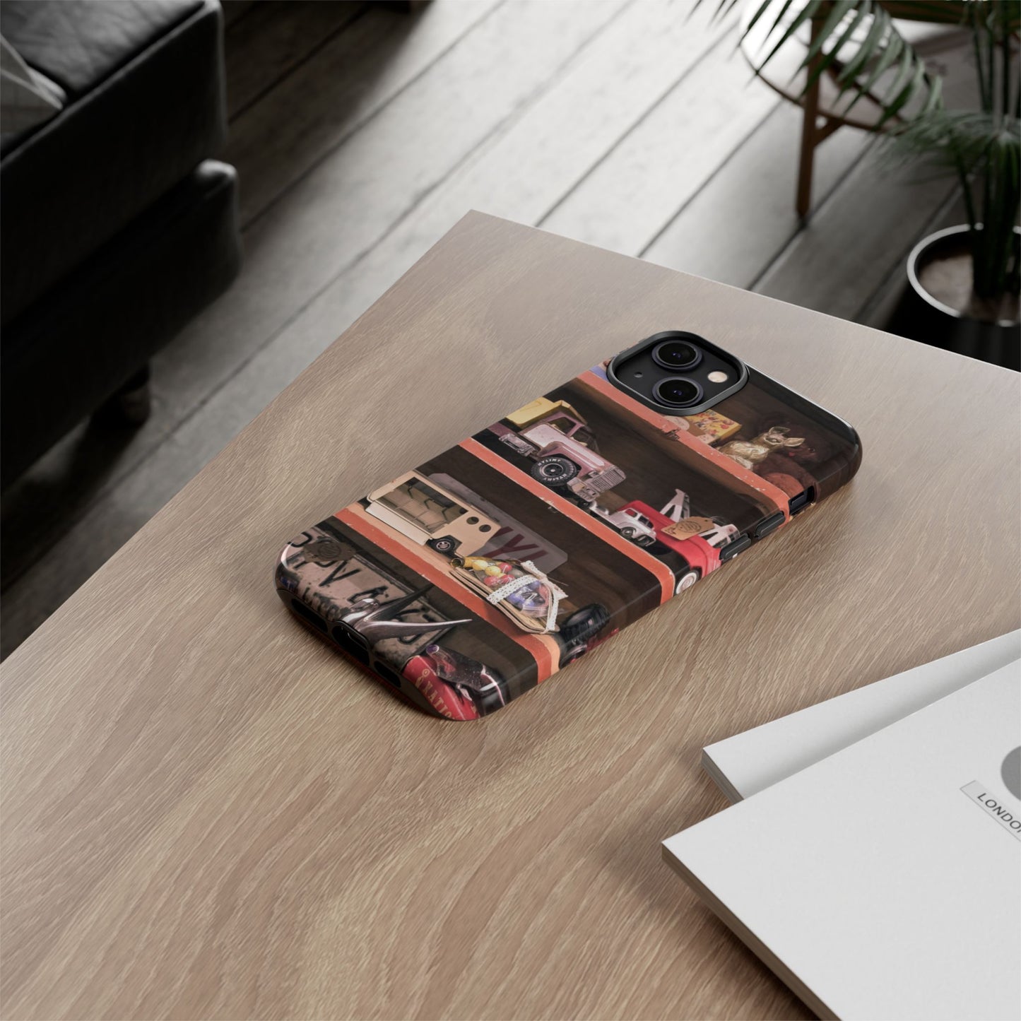 Vintage Toy Shelf Tough Phone Case, Nostalgic Collector Gift for iPhone, Samsung & Google Pixel