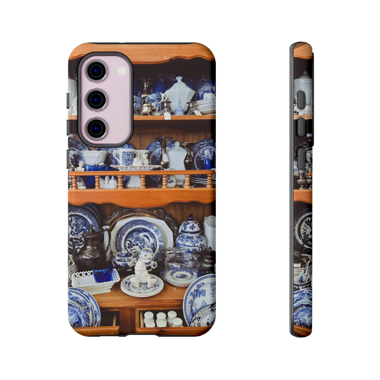 Blue & White China Tough Phone Case, Vintage Curio Shelf iPhone Samsung Google Pixel Cover