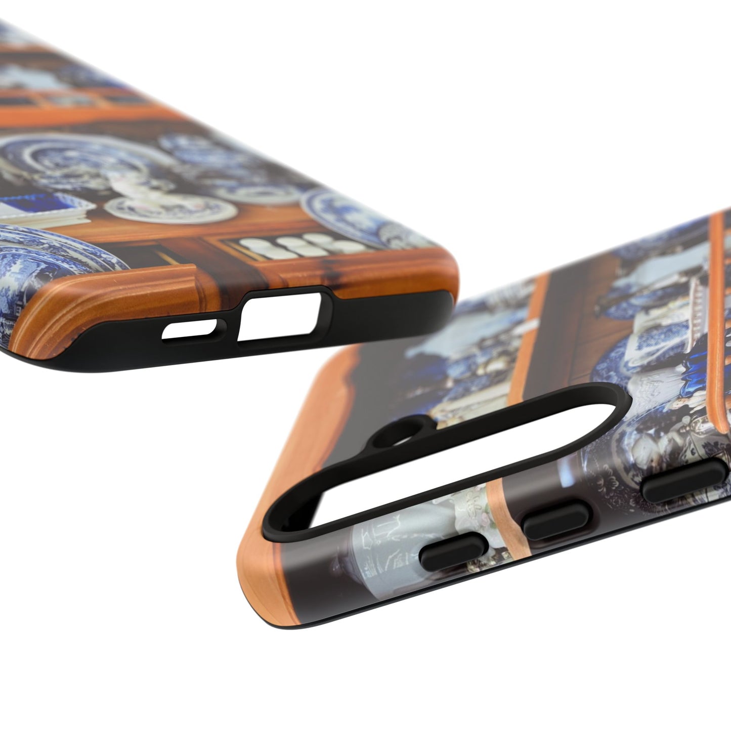 Blue & White China Tough Phone Case, Vintage Curio Shelf iPhone Samsung Google Pixel Cover