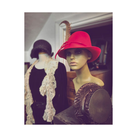 Vintage Hat Satin Poster Art Print, Retro Wall Decor, Unique Home Decor, Gift for Hat Lovers, Fashion Illustration Print