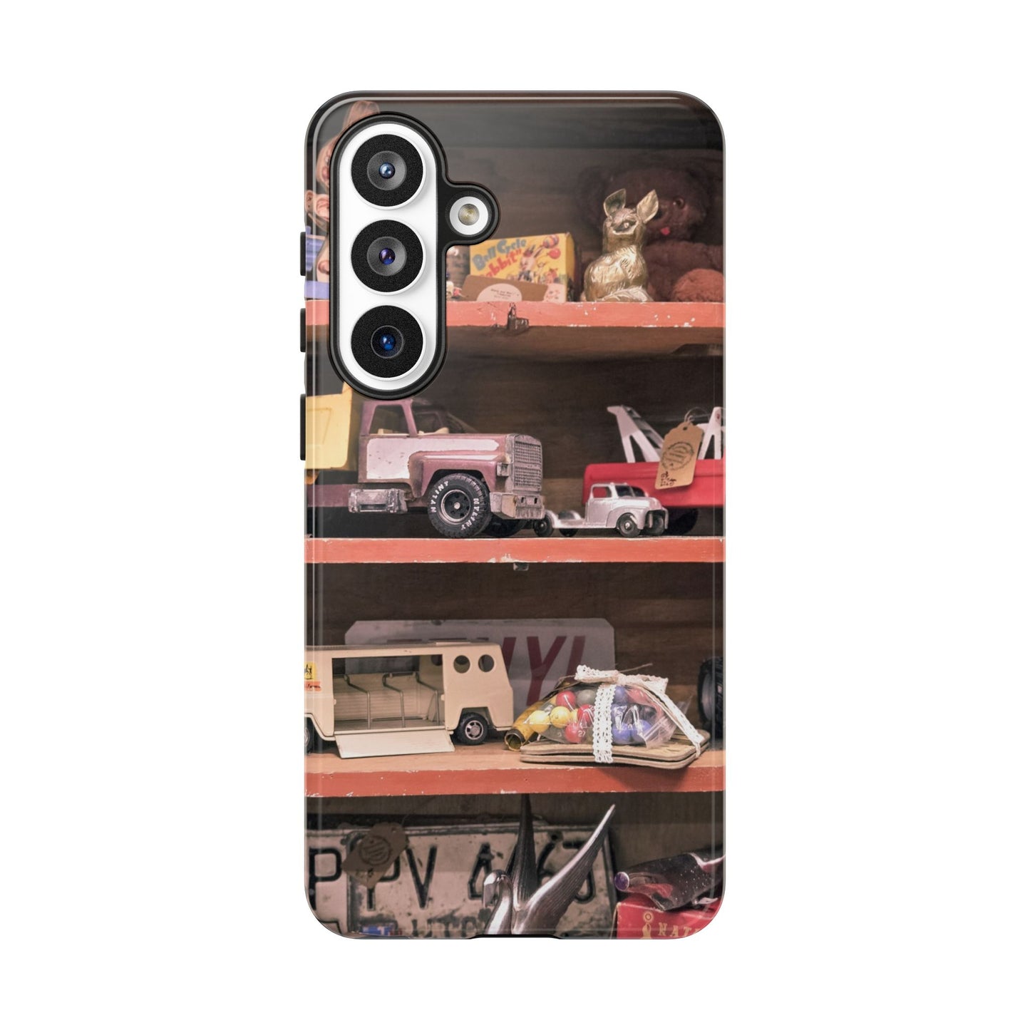 Vintage Toy Shelf Tough Phone Case, Nostalgic Collector Gift for iPhone, Samsung & Google Pixel