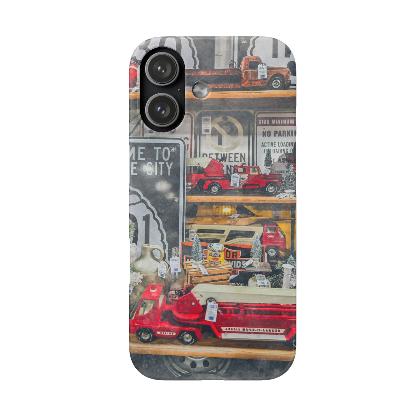 Vintage Toy Fire Truck Snap Case | Retro Truck Phone Case, Road Sign Collage