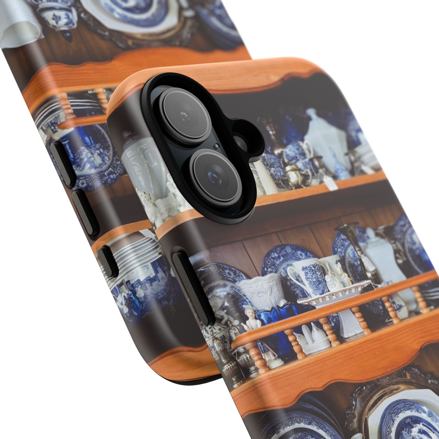 Blue & White China Tough Phone Case, Vintage Curio Shelf iPhone Samsung Google Pixel Cover