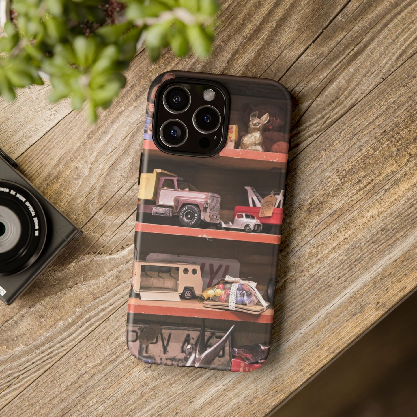 Vintage Toy Shelf Tough Phone Case, Nostalgic Collector Gift for iPhone, Samsung & Google Pixel