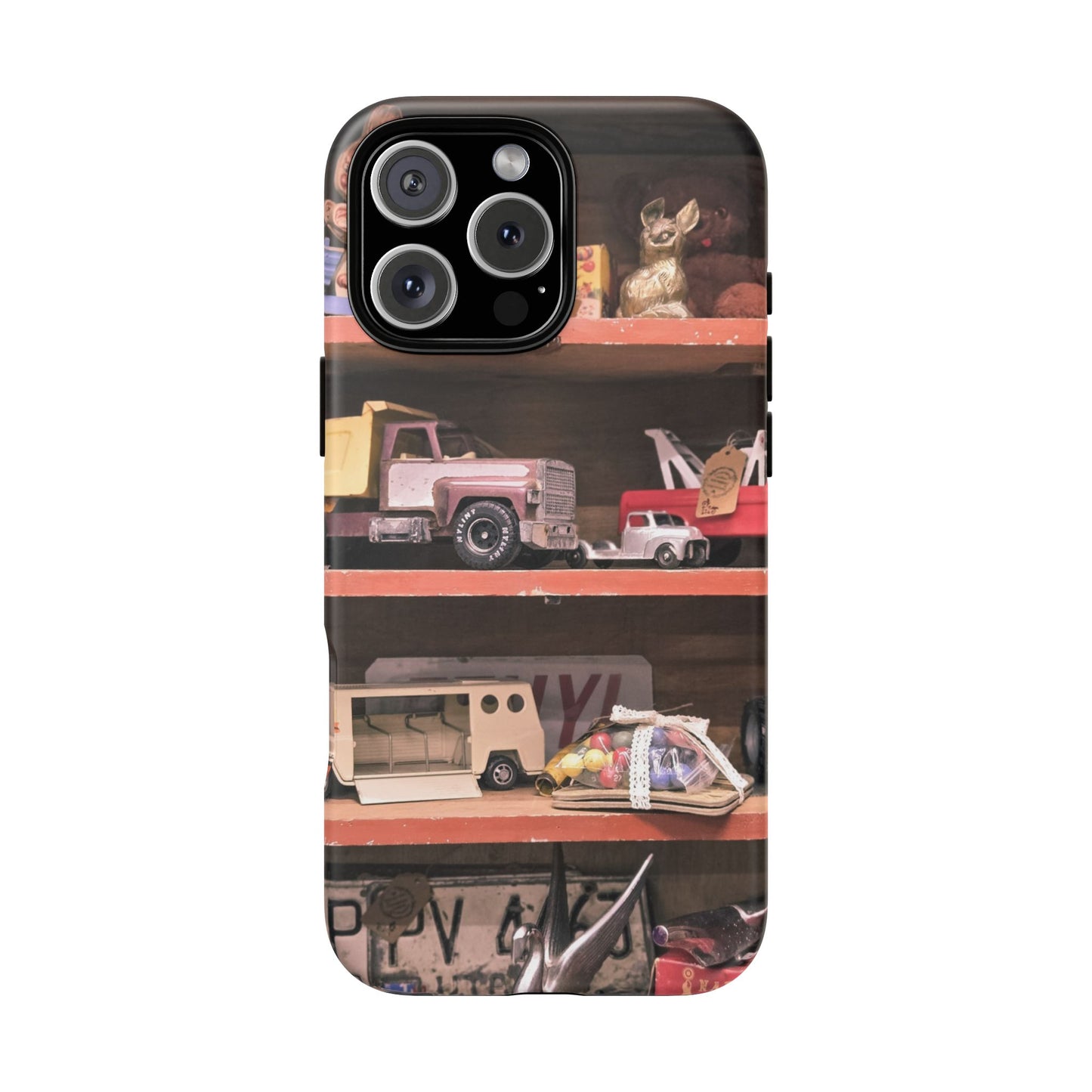 Vintage Toy Shelf Tough Phone Case, Nostalgic Collector Gift for iPhone, Samsung & Google Pixel