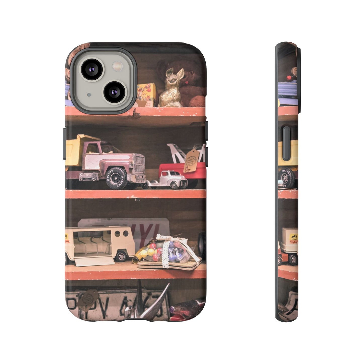 Vintage Toy Shelf Tough Phone Case, Nostalgic Collector Gift for iPhone, Samsung & Google Pixel