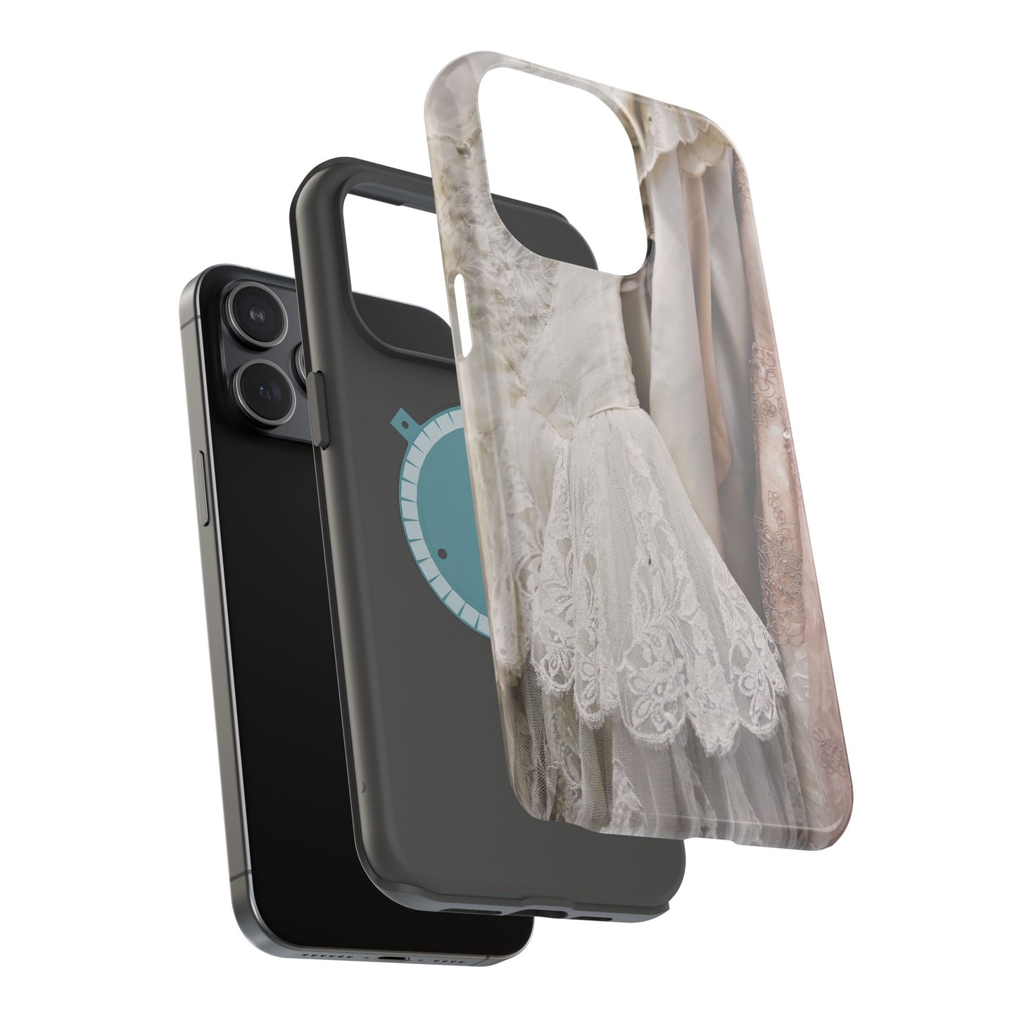 Floral Lace Bridal Magnetic Tough Phone Case for iPhone 17, 16, 15, 14 & Samsung S26, Romantic Vintage Cover