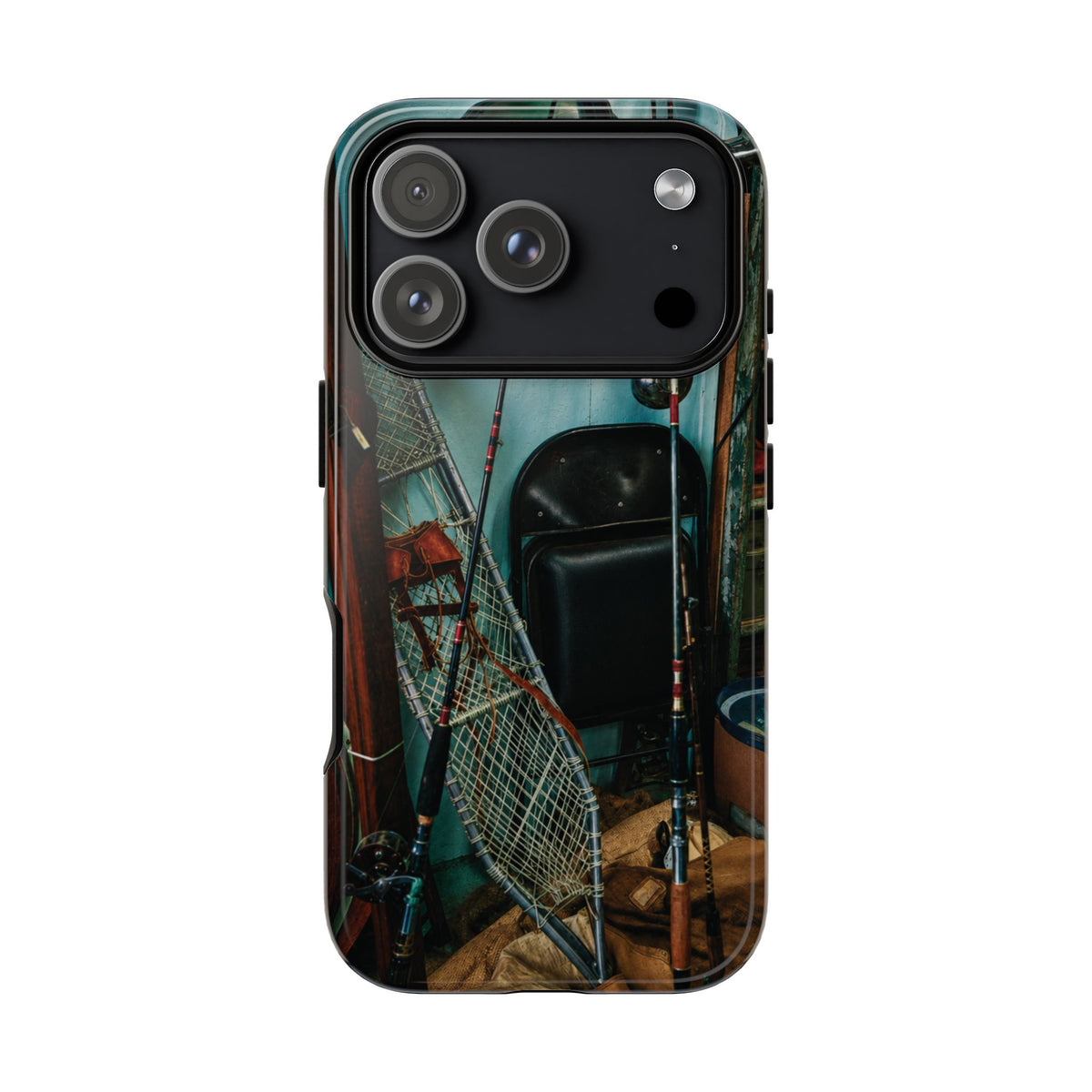 Vintage Fishing Gear Tough Phone Case – Dual-Layer Outdoorsman Cover