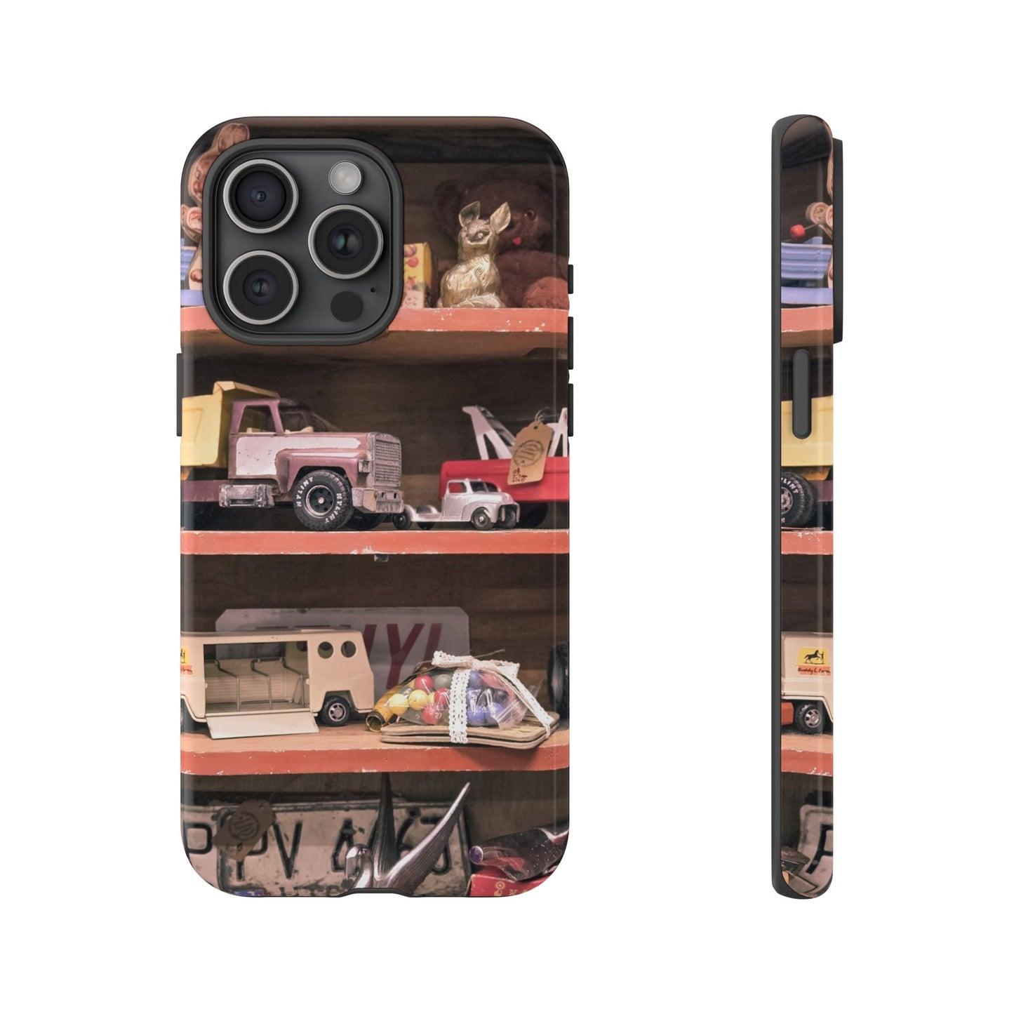 Vintage Toy Shelf Tough Phone Case, Nostalgic Collector Gift for iPhone, Samsung & Google Pixel
