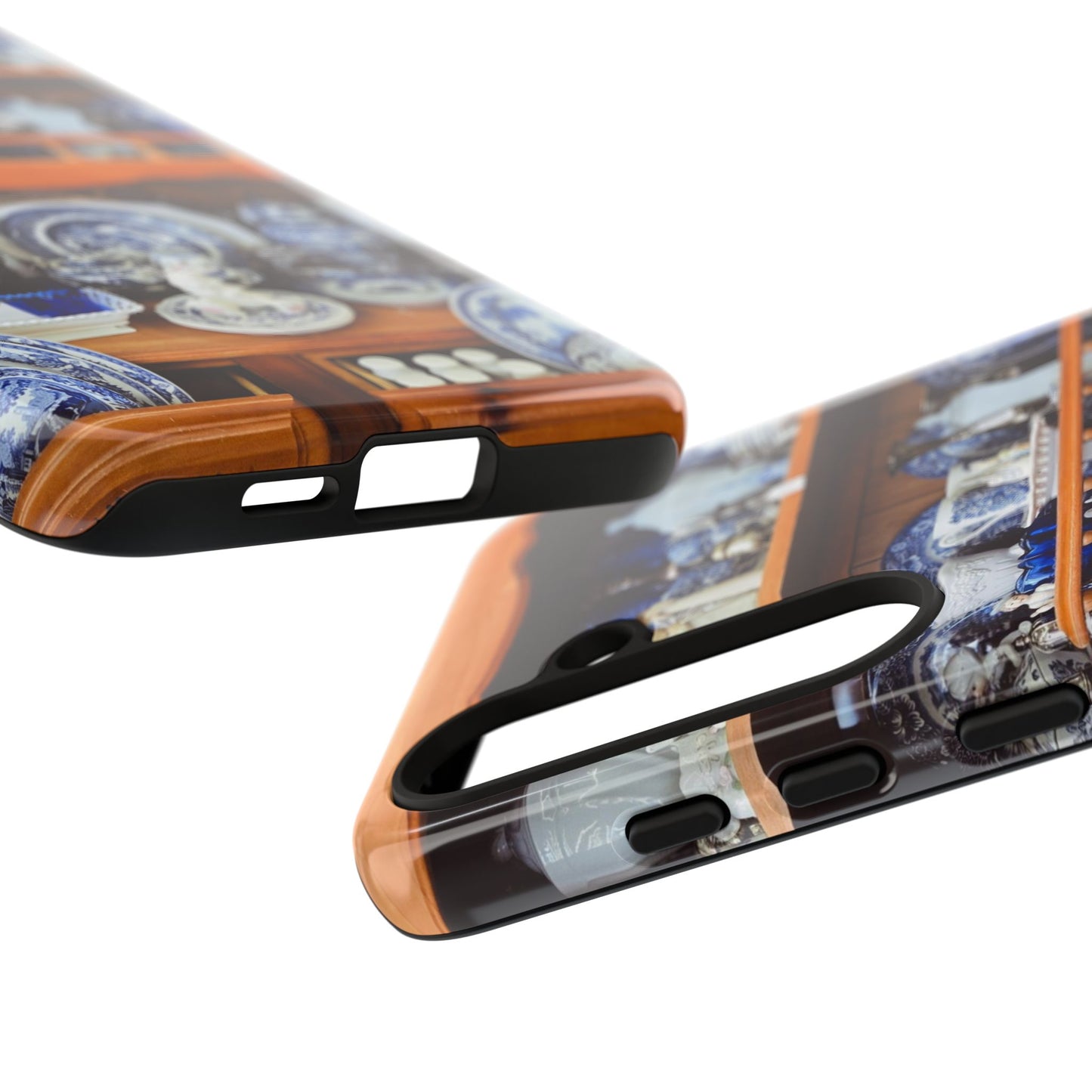 Blue & White China Tough Phone Case, Vintage Curio Shelf iPhone Samsung Google Pixel Cover
