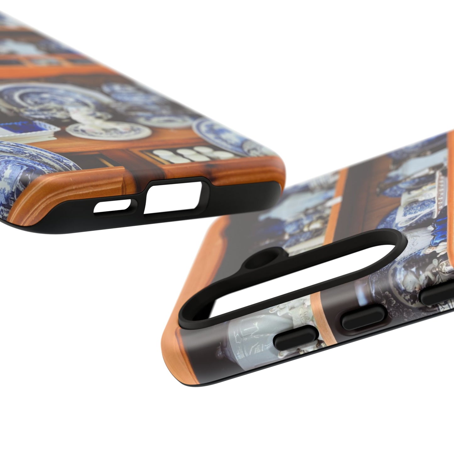 Blue & White China Tough Phone Case, Vintage Curio Shelf iPhone Samsung Google Pixel Cover
