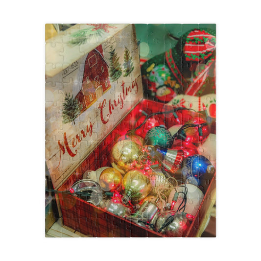 Vintage Christmas Ornaments Puzzle 520-Piece Jigsaw | Holiday Decor Image
