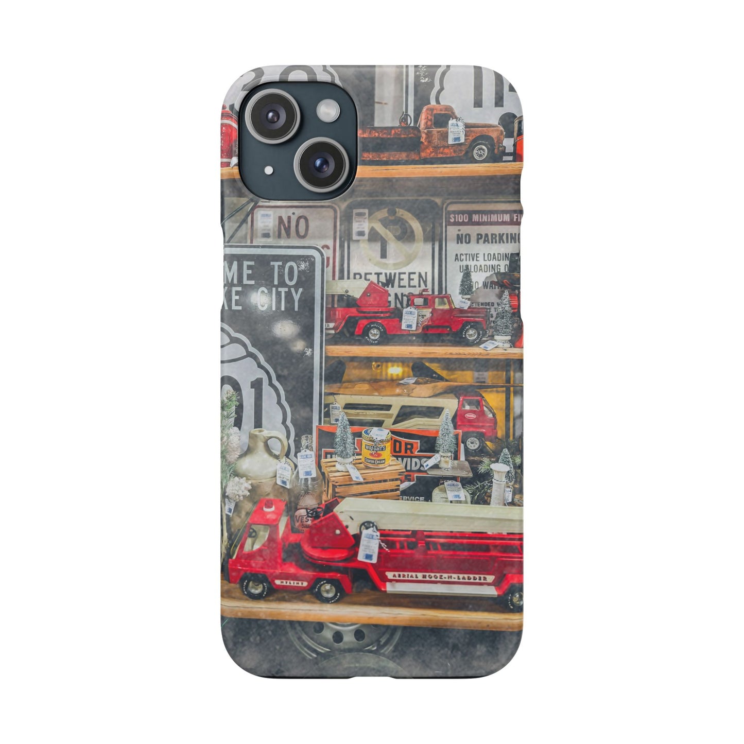 Vintage Toy Fire Truck Snap Case | Retro Truck Phone Case, Road Sign Collage