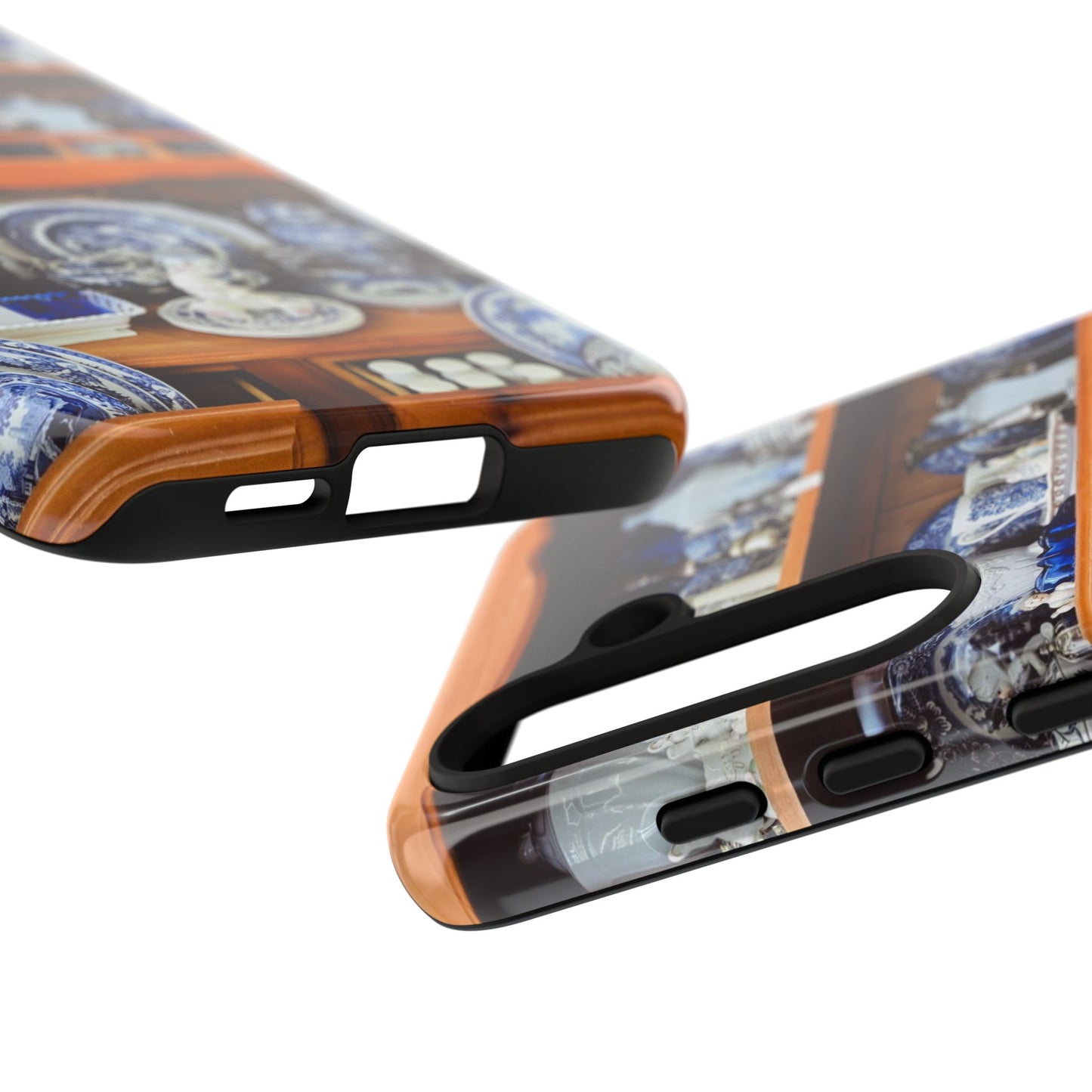 Blue & White China Tough Phone Case, Vintage Curio Shelf iPhone Samsung Google Pixel Cover