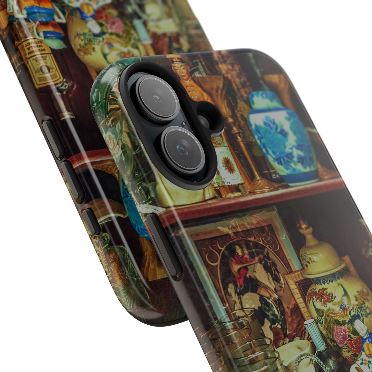Vintage Curio Cabinet Tough Phone Case, Antique Shelf iPhone & Samsung Cover, Gift for Vintage Decor Lovers
