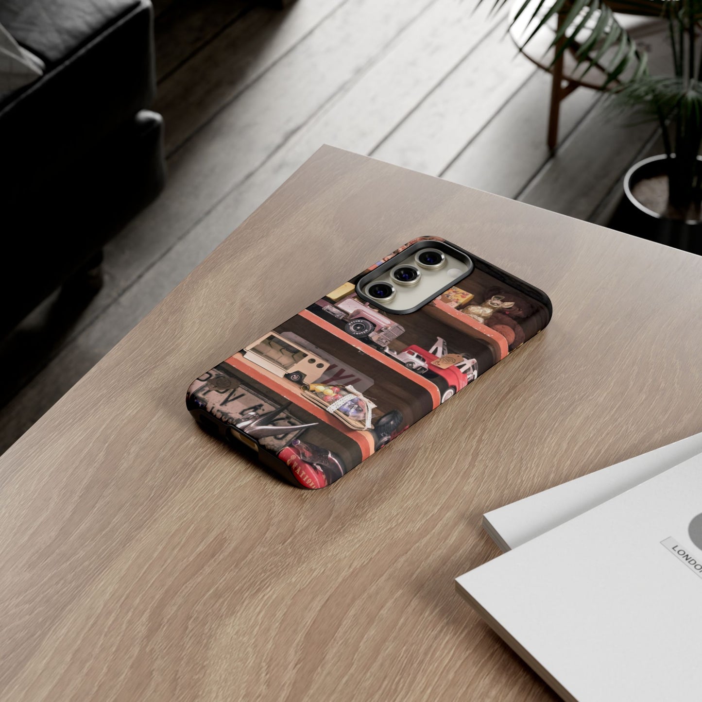 Vintage Toy Shelf Tough Phone Case, Nostalgic Collector Gift for iPhone, Samsung & Google Pixel