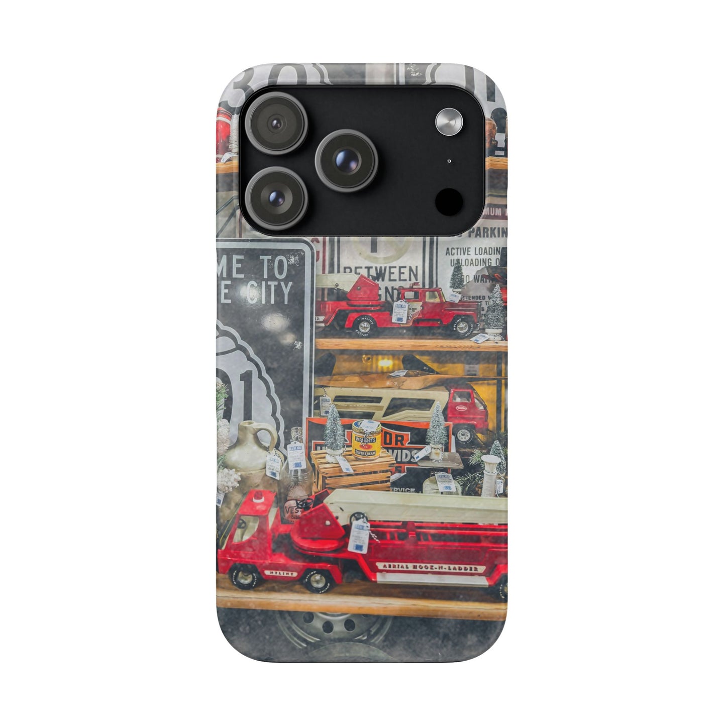 Vintage Toy Fire Truck Snap Case | Retro Truck Phone Case, Road Sign Collage