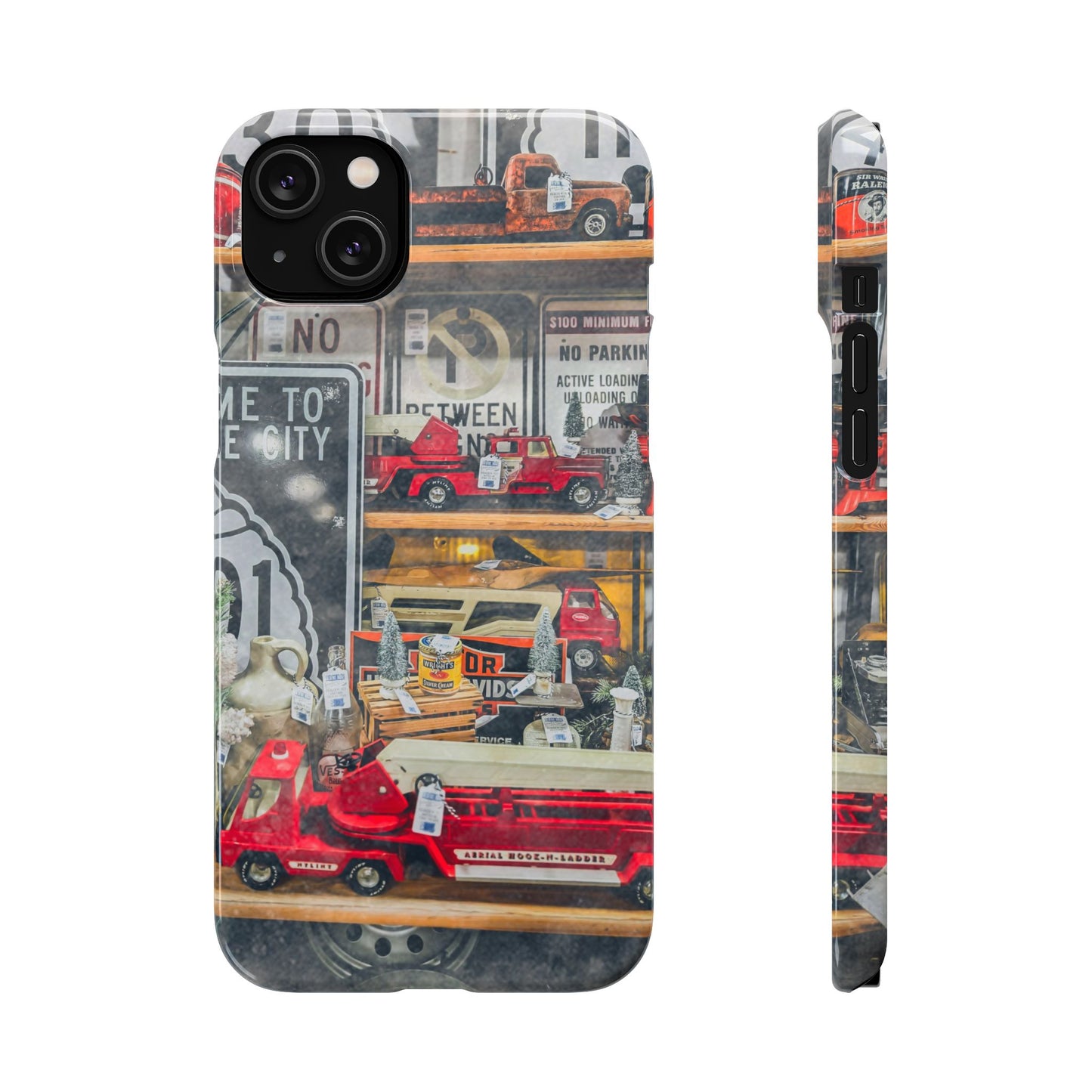Vintage Toy Fire Truck Snap Case | Retro Truck Phone Case, Road Sign Collage