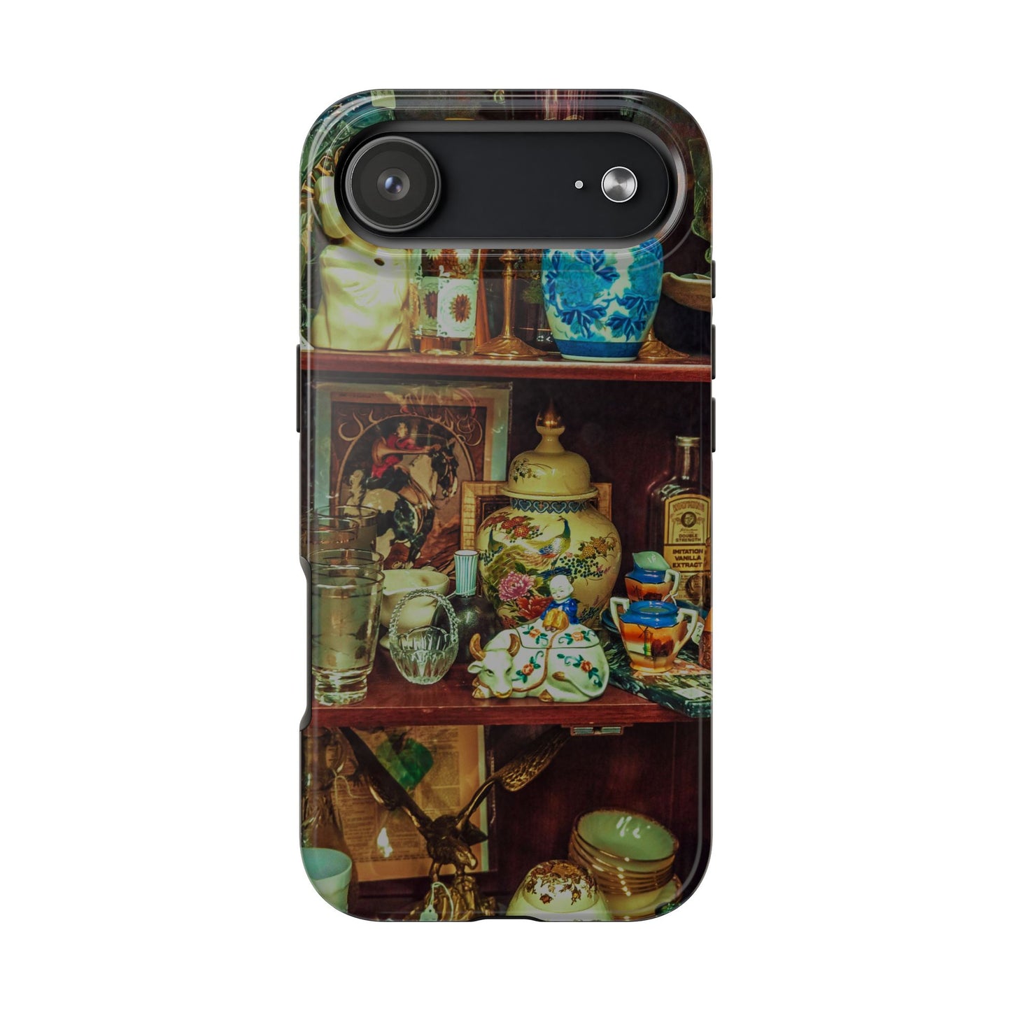 Vintage Curio Cabinet Tough Phone Case, Antique Shelf iPhone & Samsung Cover, Gift for Vintage Decor Lovers