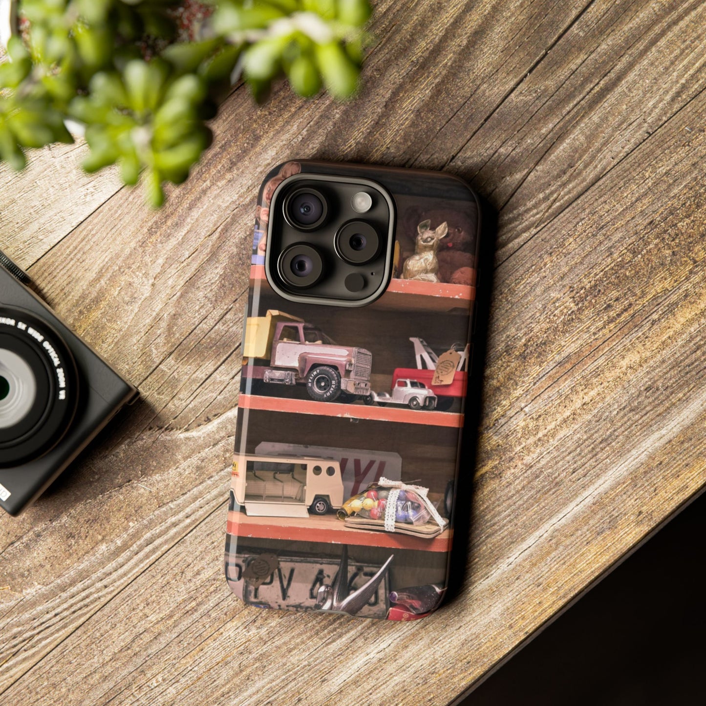 Vintage Toy Shelf Tough Phone Case, Nostalgic Collector Gift for iPhone, Samsung & Google Pixel