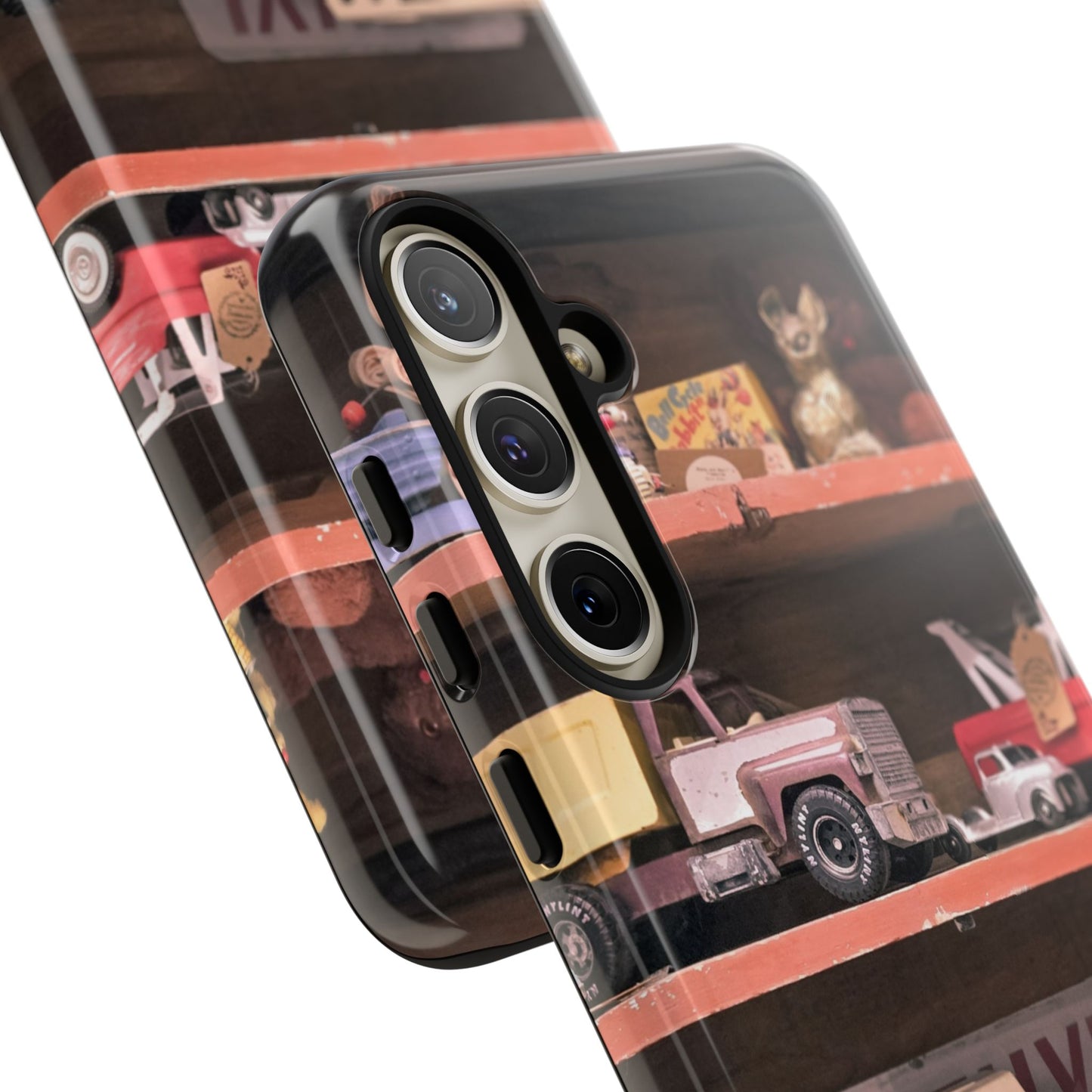 Vintage Toy Shelf Tough Phone Case, Nostalgic Collector Gift for iPhone, Samsung & Google Pixel