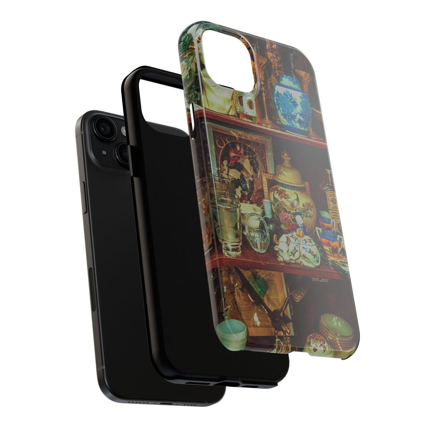 Vintage Curio Cabinet Tough Phone Case, Antique Shelf iPhone & Samsung Cover, Gift for Vintage Decor Lovers