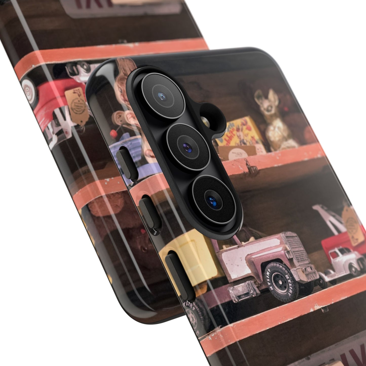 Vintage Toy Shelf Tough Phone Case, Nostalgic Collector Gift for iPhone, Samsung & Google Pixel