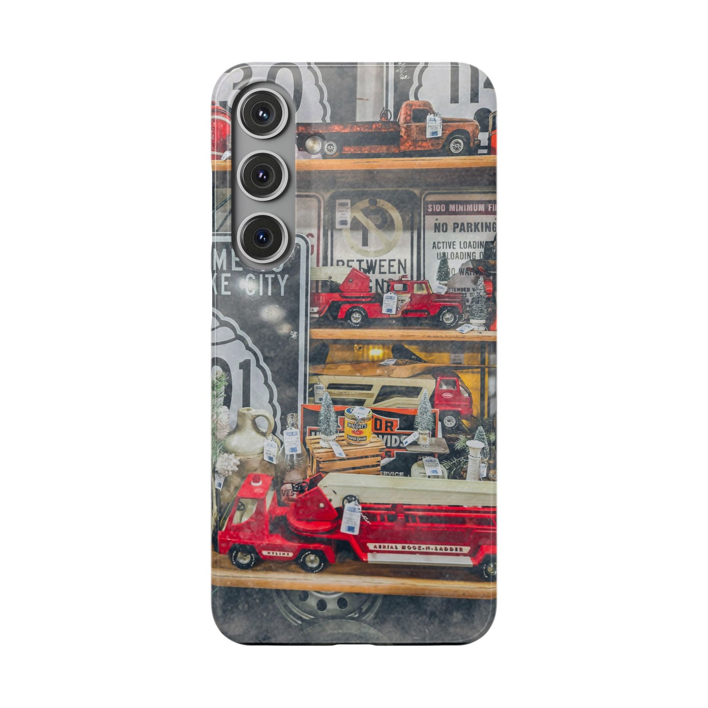 Vintage Toy Fire Truck Snap Case | Retro Truck Phone Case, Road Sign Collage