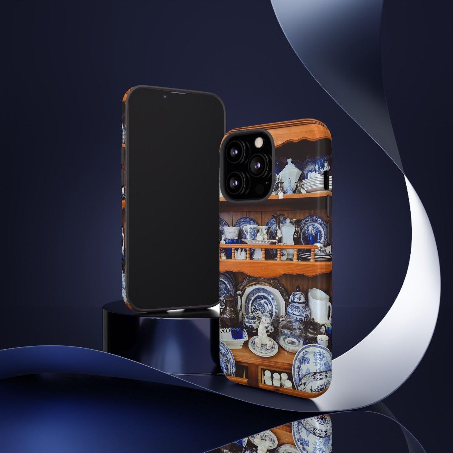 Blue & White Curio Charm Tough Phone Case. Classic China-Inspired Design with Timeless Elegance for Your iPhone, Samsung, or Google Pixel