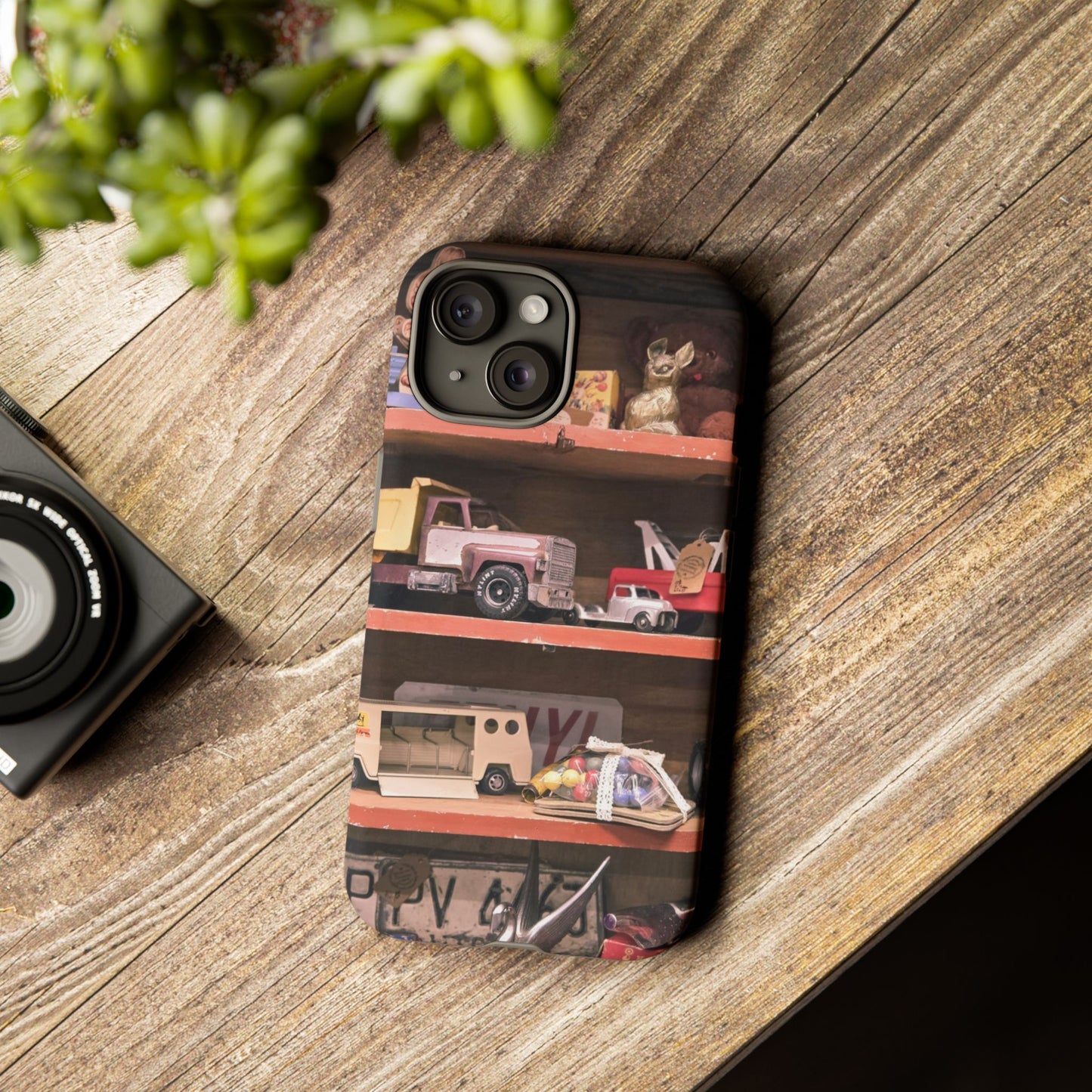 Vintage Toy Shelf Tough Phone Case, Nostalgic Collector Gift for iPhone, Samsung & Google Pixel