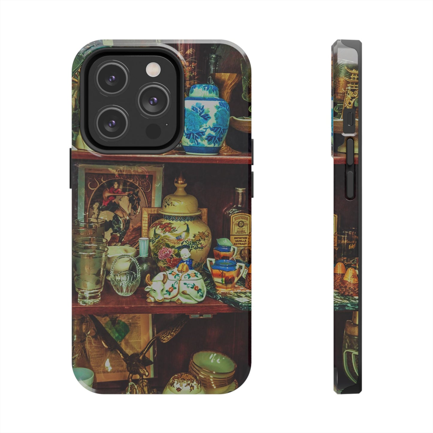 Vintage Curio Cabinet Tough Phone Case, Antique Shelf iPhone & Samsung Cover, Gift for Vintage Decor Lovers