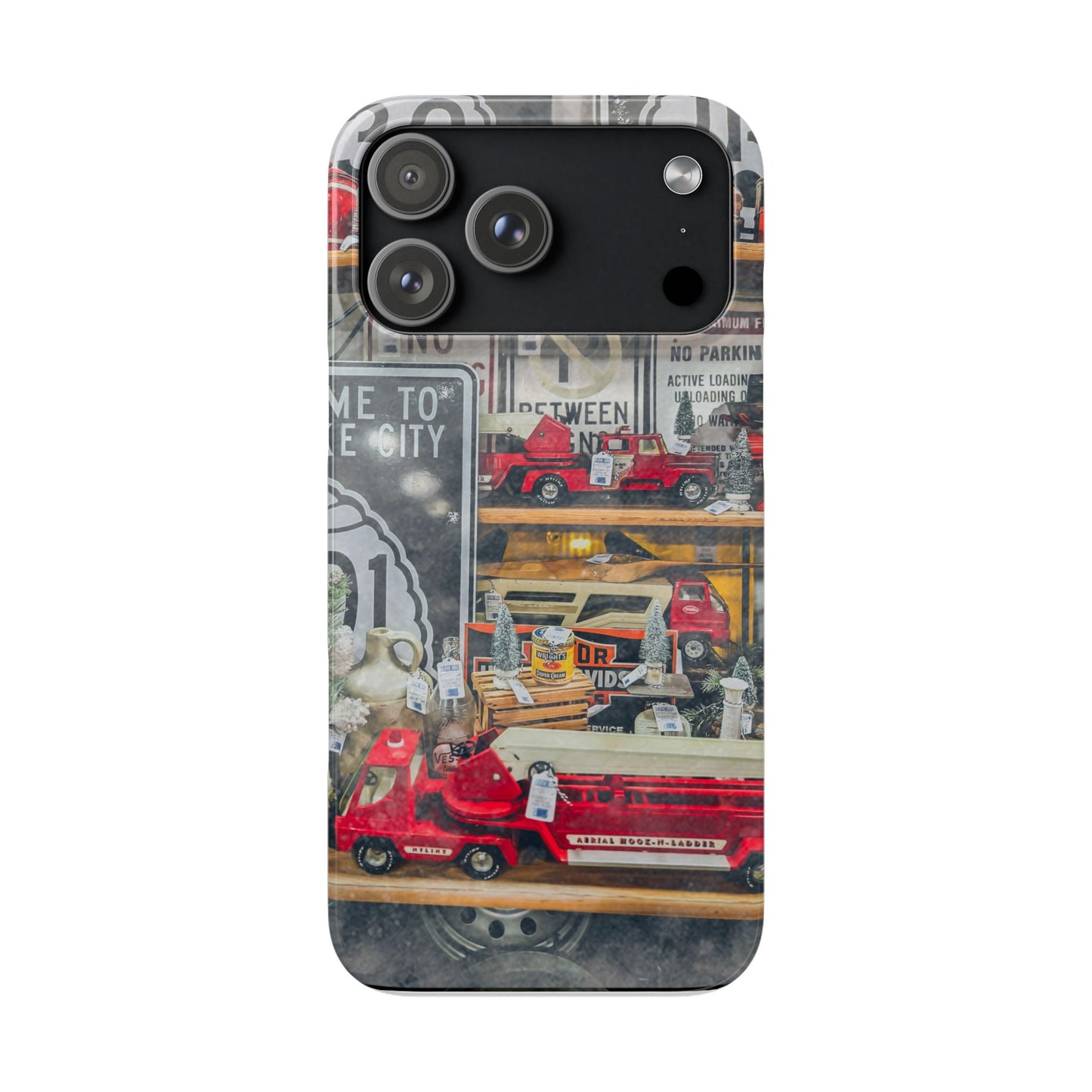 Vintage Toy Fire Truck Snap Case | Retro Truck Phone Case, Road Sign Collage