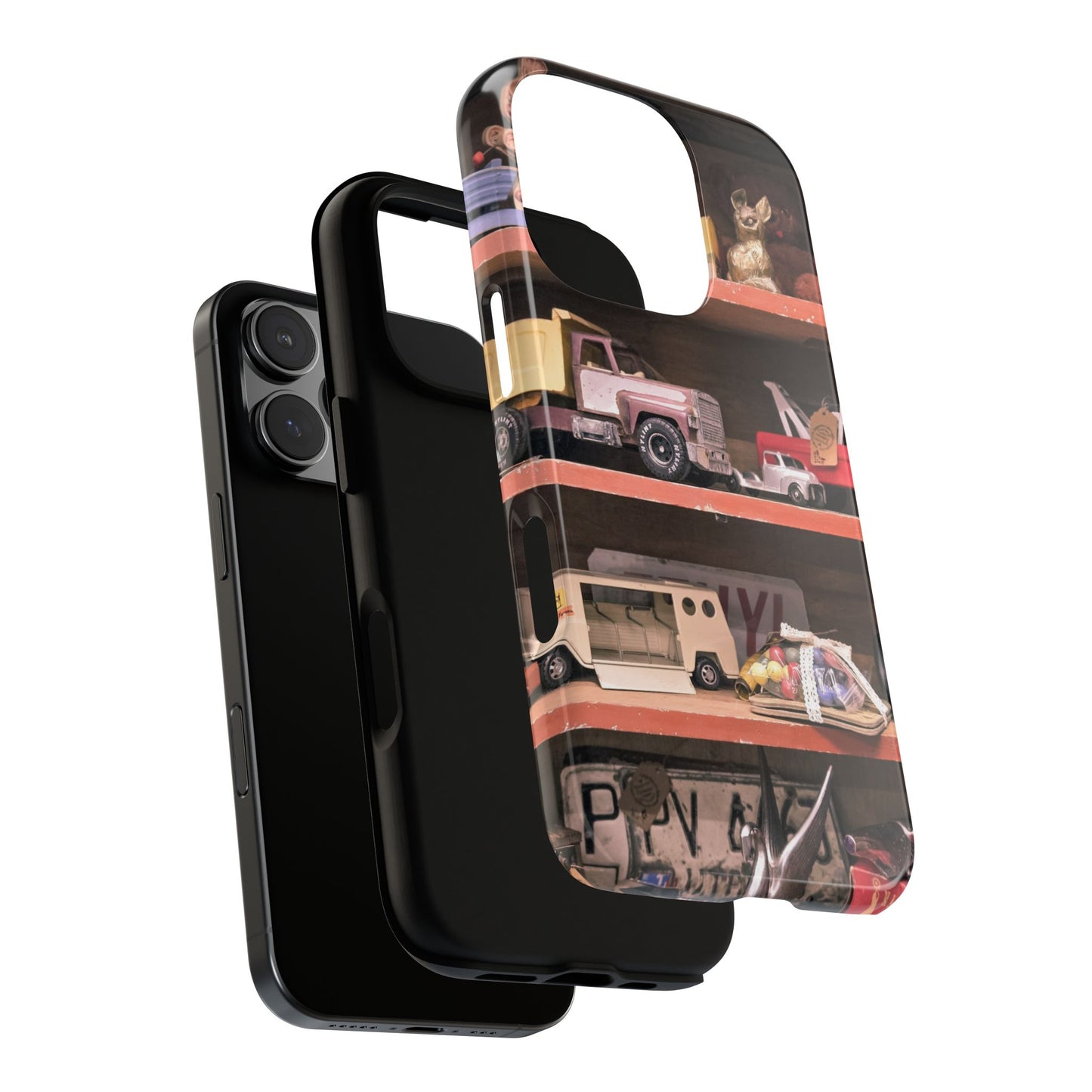 Vintage Toy Shelf Tough Phone Case, Nostalgic Collector Gift for iPhone, Samsung & Google Pixel