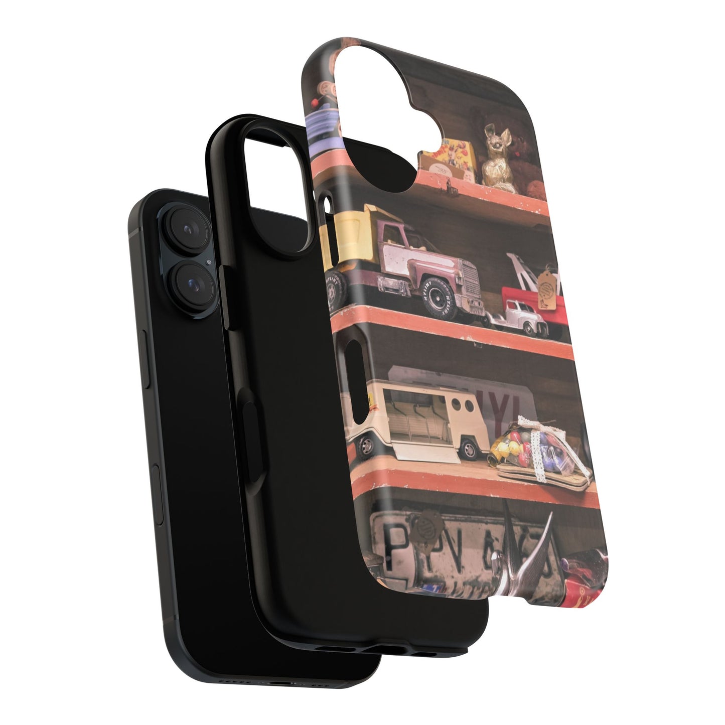 Vintage Toy Shelf Tough Phone Case, Nostalgic Collector Gift for iPhone, Samsung & Google Pixel