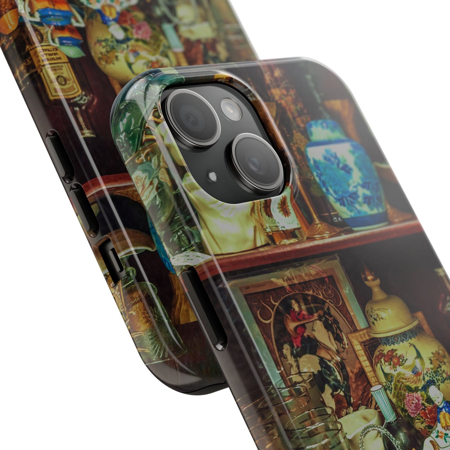 Vintage Curio Cabinet Tough Phone Case, Antique Shelf iPhone & Samsung Cover, Gift for Vintage Decor Lovers