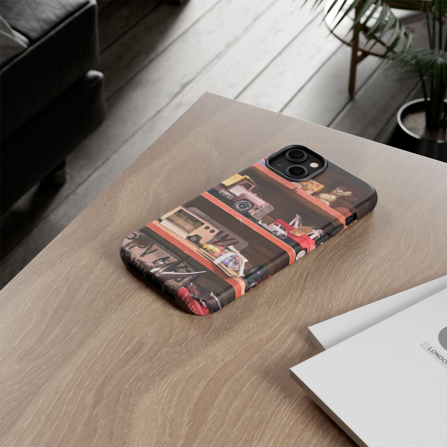 Vintage Toy Shelf Tough Phone Case, Nostalgic Collector Gift for iPhone, Samsung & Google Pixel