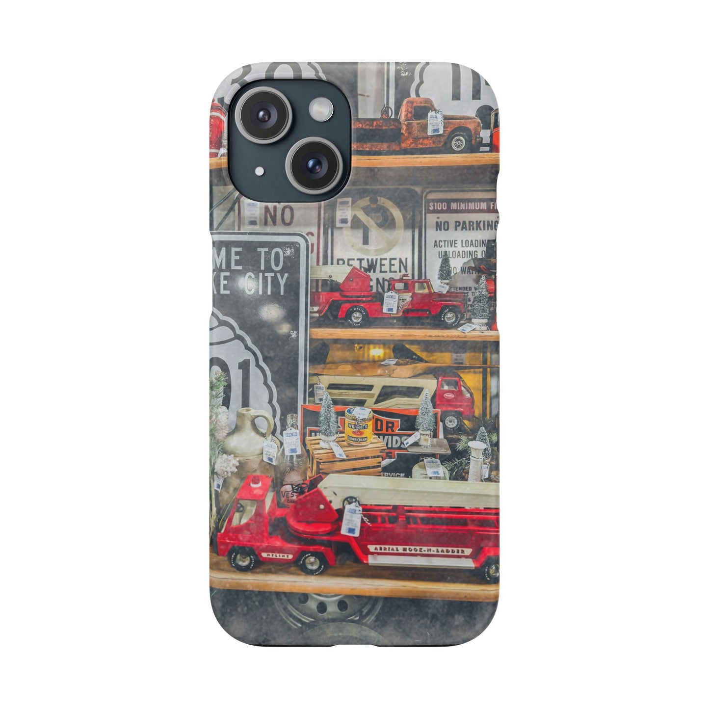 Vintage Toy Fire Truck Snap Case | Retro Truck Phone Case, Road Sign Collage