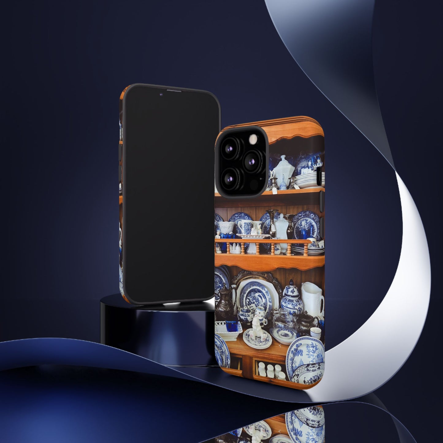 Blue & White Curio Charm Tough Phone Case. Classic China-Inspired Design with Timeless Elegance for Your iPhone, Samsung, or Google Pixel