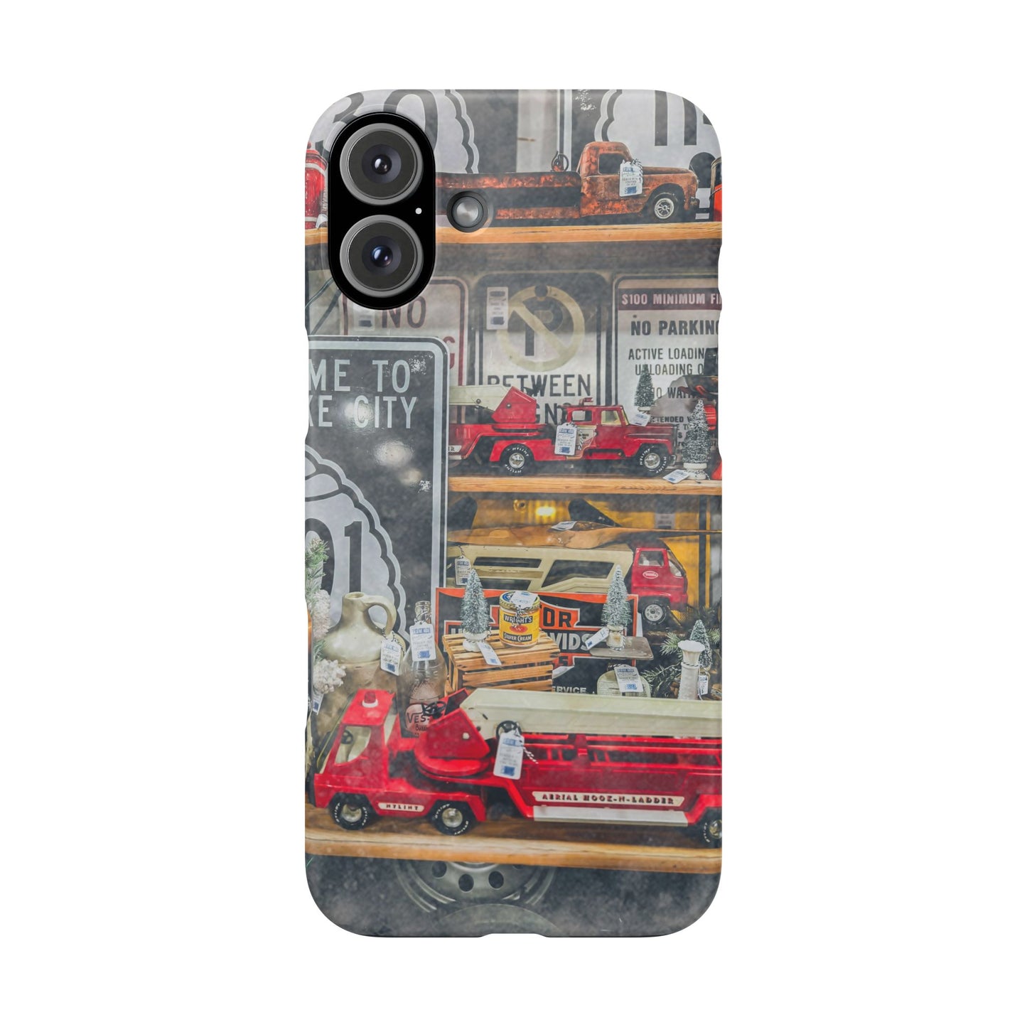 Vintage Toy Fire Truck Snap Case | Retro Truck Phone Case, Road Sign Collage