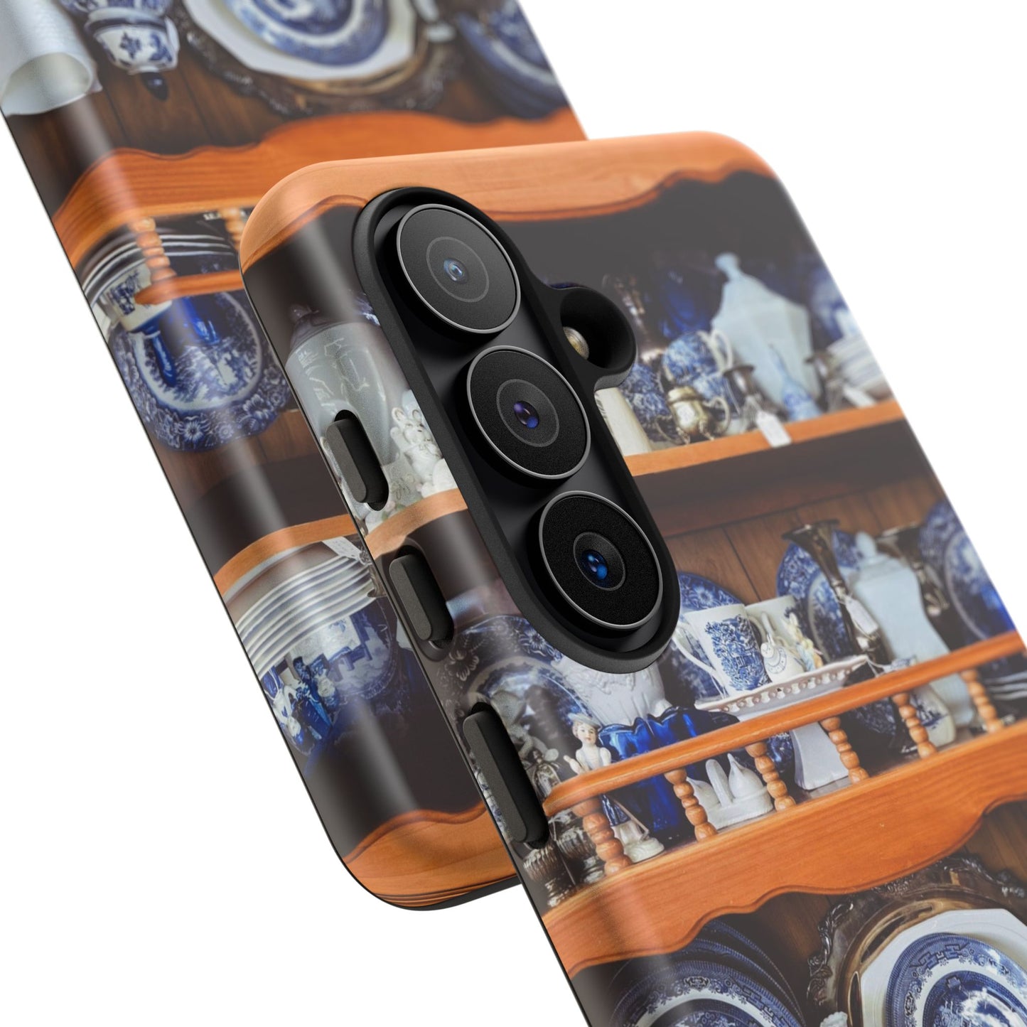 Blue & White China Tough Phone Case, Vintage Curio Shelf iPhone Samsung Google Pixel Cover