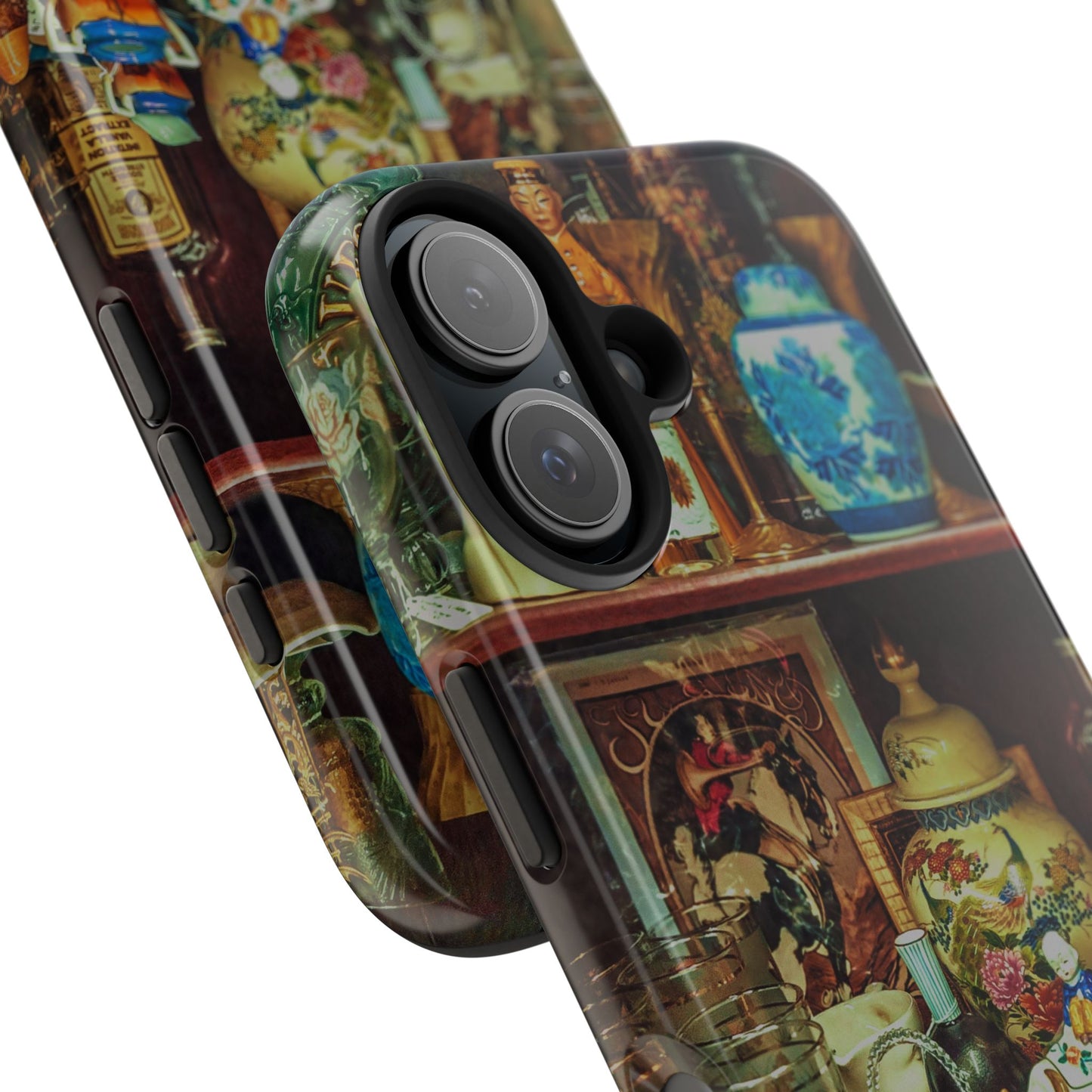 Vintage Curio Cabinet Tough Phone Case, Antique Shelf iPhone & Samsung Cover, Gift for Vintage Decor Lovers